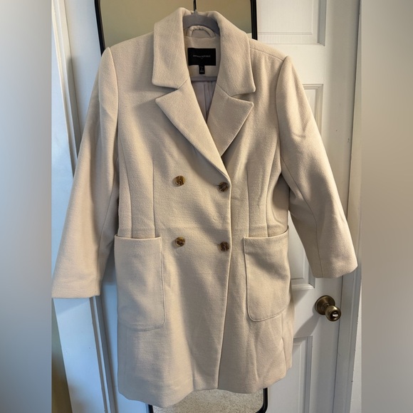 Banana Republic Factory Classic Coat Oyster Pearl/Cream Petite Large NWOT - Picture 4 of 8